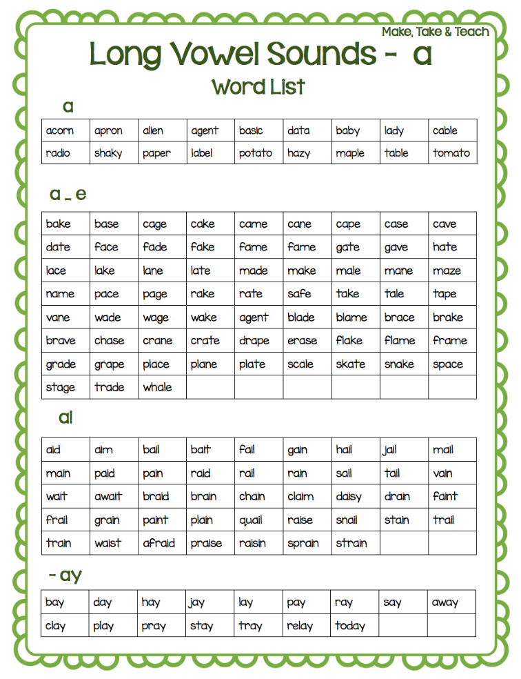 Teaching Long Vowel Spelling Patterns Make Take Teach Bloglovin 