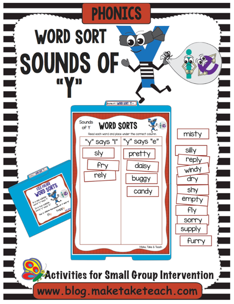 Sounds of Y Printable Activity Word Sort