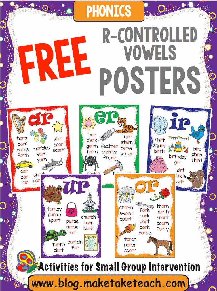 Free RControlled Vowels Posters! Make Take & Teach