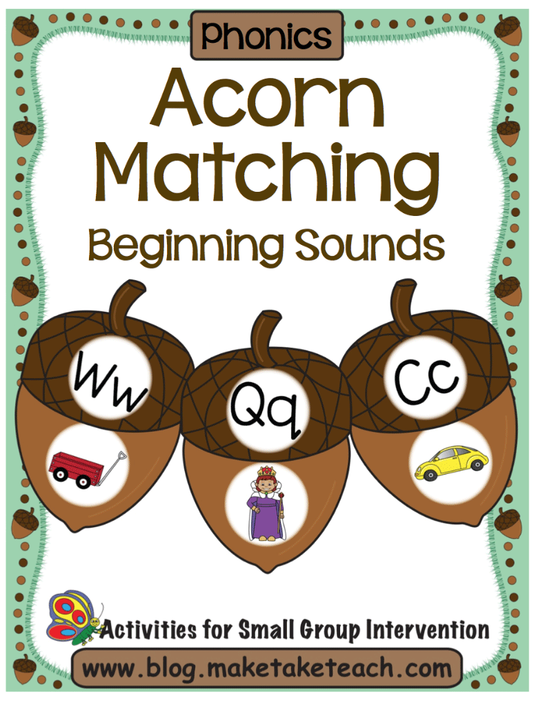 Fall Themed Acorn Activities For Rhyme And The Alphabet Make Take Teach