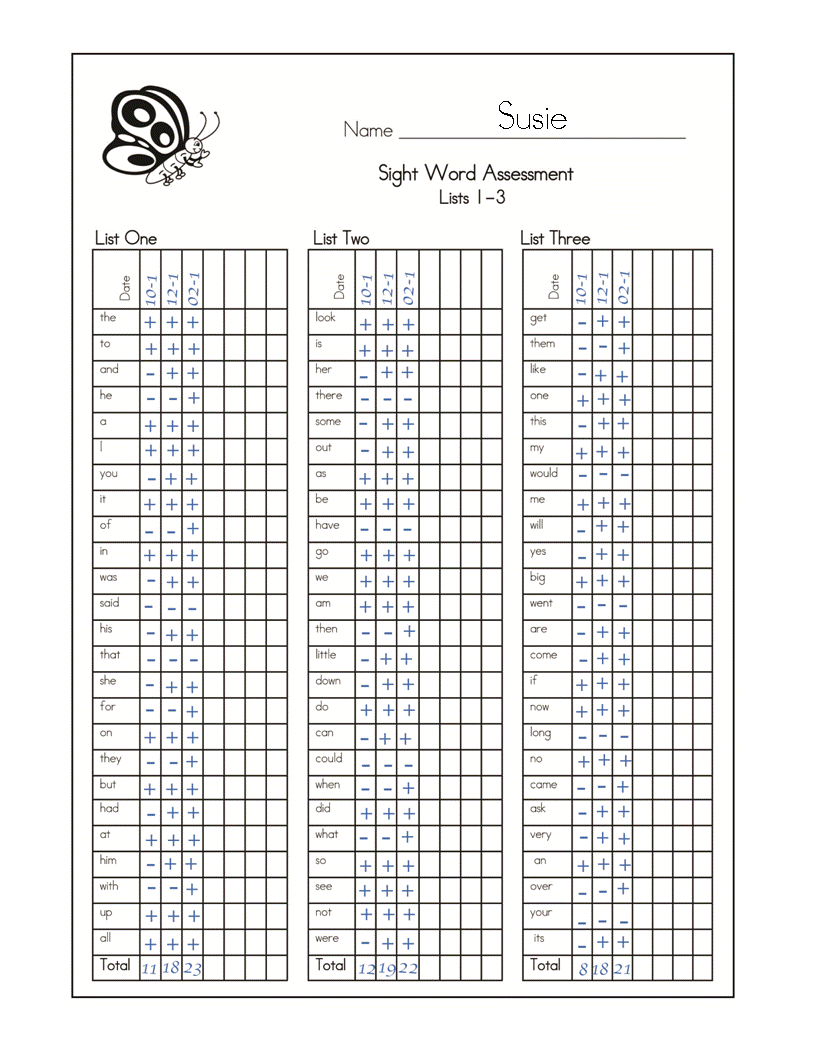 Assessing And Progress Monitoring Sight Words Make Take Teach