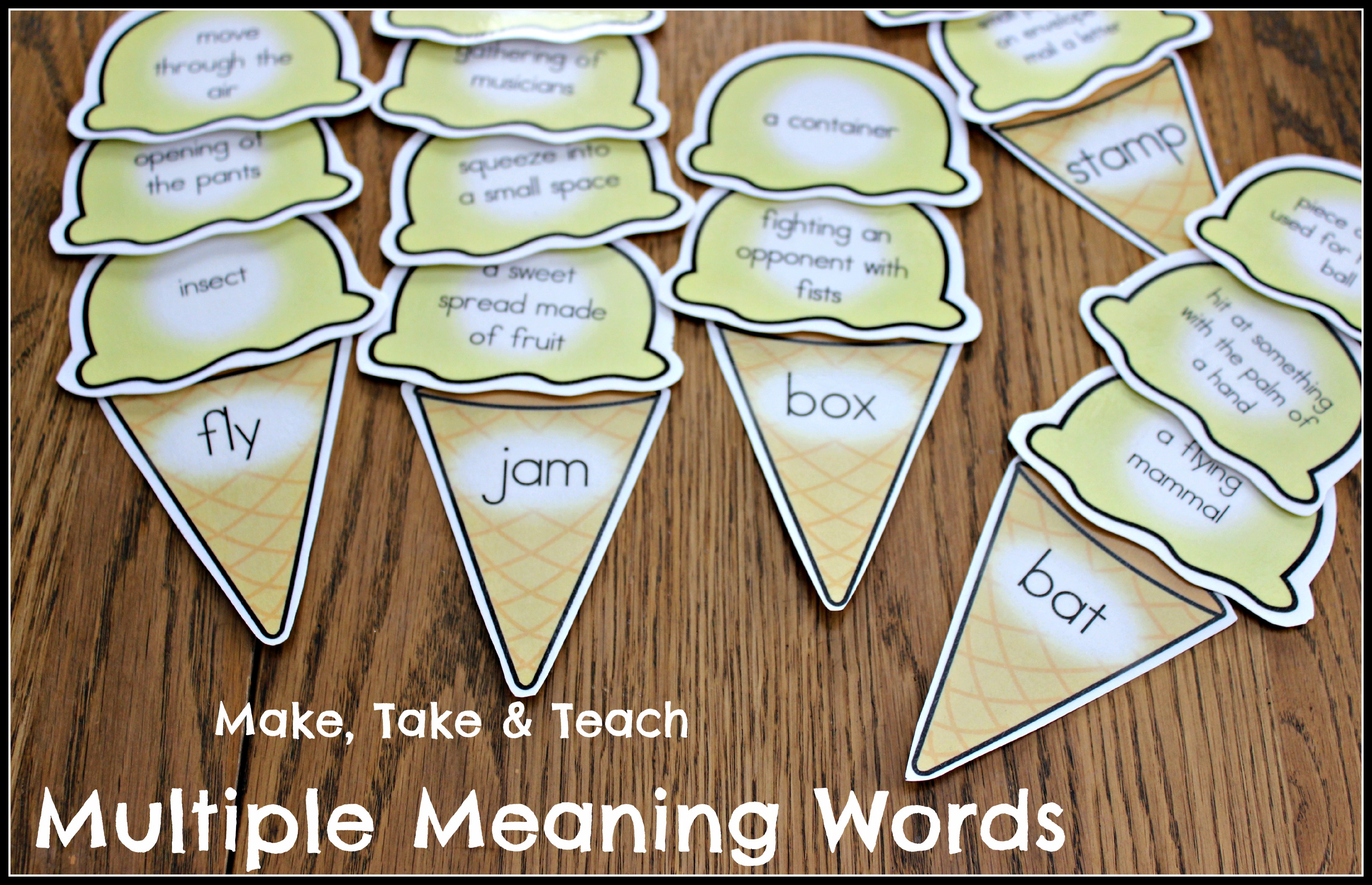 Multiple Meaning Words Ice Cream Scoops Make Take Teach