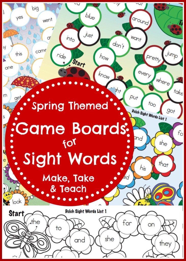 Spring Themed Sight Word Game Boards - Make Take & Teach