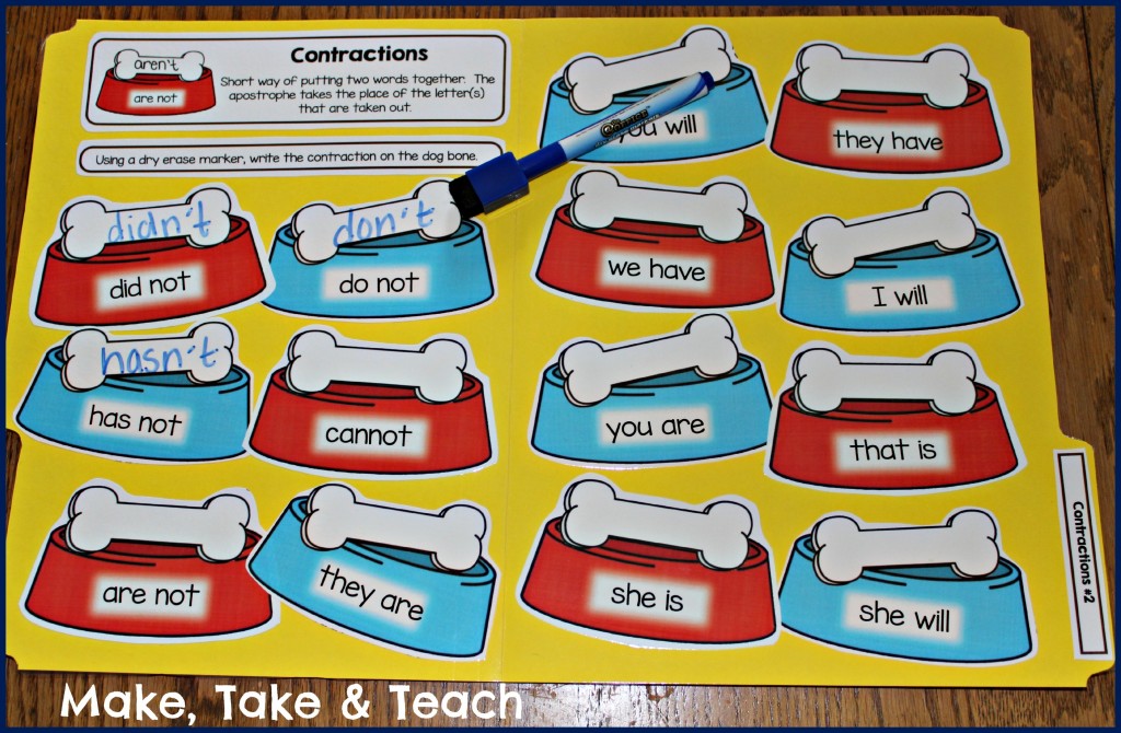 Hands-on Activities for Teaching Contractions - Make Take & Teach