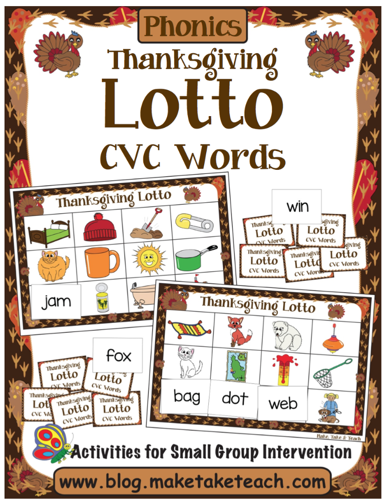Thanksgiving Activities CVC Words