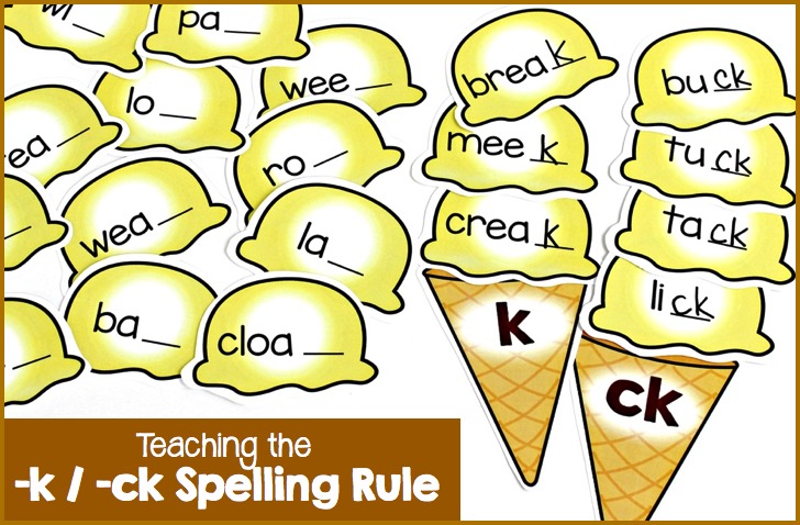 teaching the k or ck spelling rule make take teach