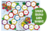 Spring Themed Game Boards for Teaching Sight Words - Make Take & Teach