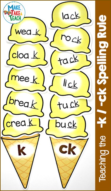 teaching k ck spelling rule