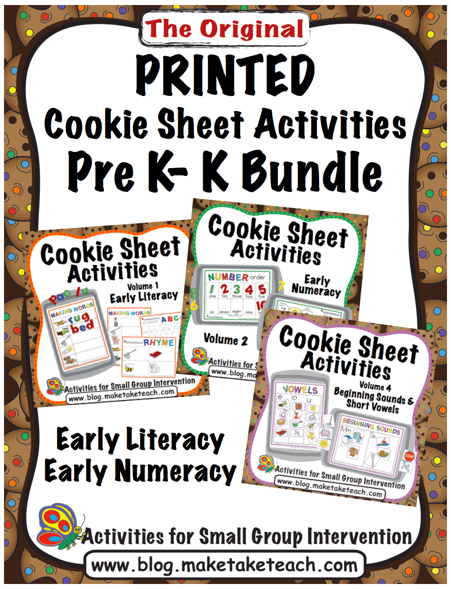 Cookie Sheet Printed Learning Activities Pre K Kindergarten 