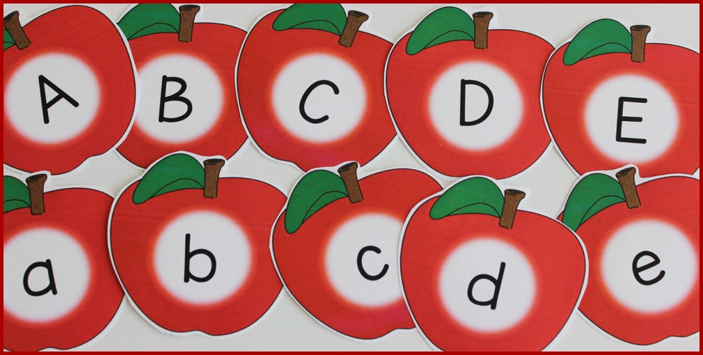 apple alphabet match printable activities 