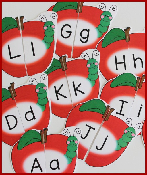 apple alphabet upper- lowercase matching game
