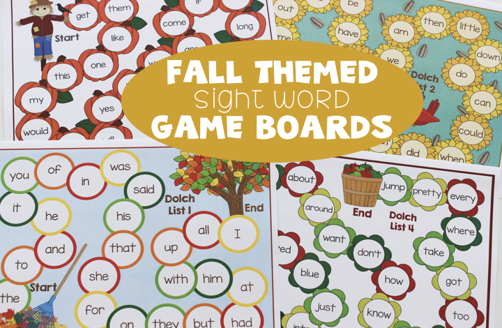 Fall Themed Sight Word Game Boards - Make Take & Teach