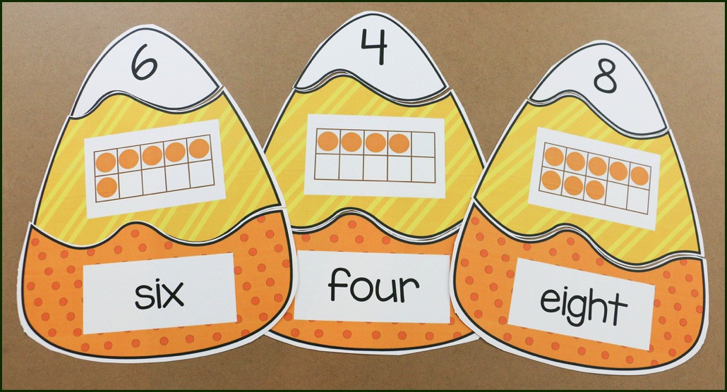 candy corn numbers fall math activities for K-1st grade
