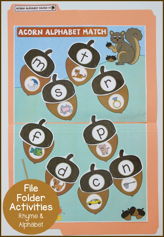 acorn alphabet teaching game for fall centers