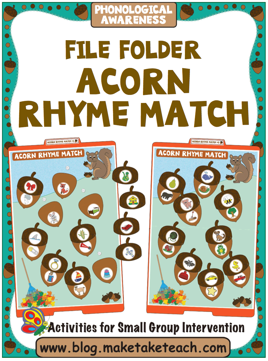 Rhyme match for Fall theme learning centers 