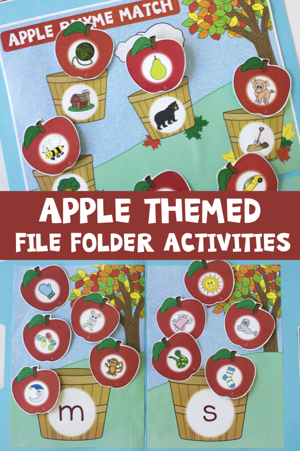 apple themed file folder activities