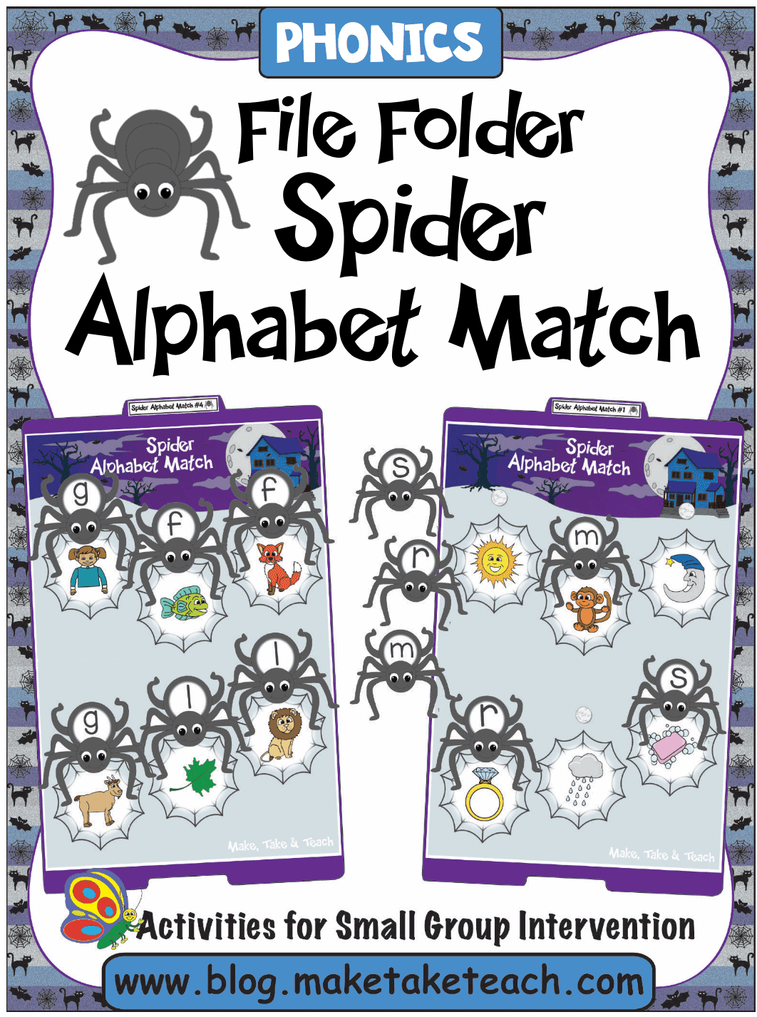 Spider File Folder Alphabet Match for Halloween Activities