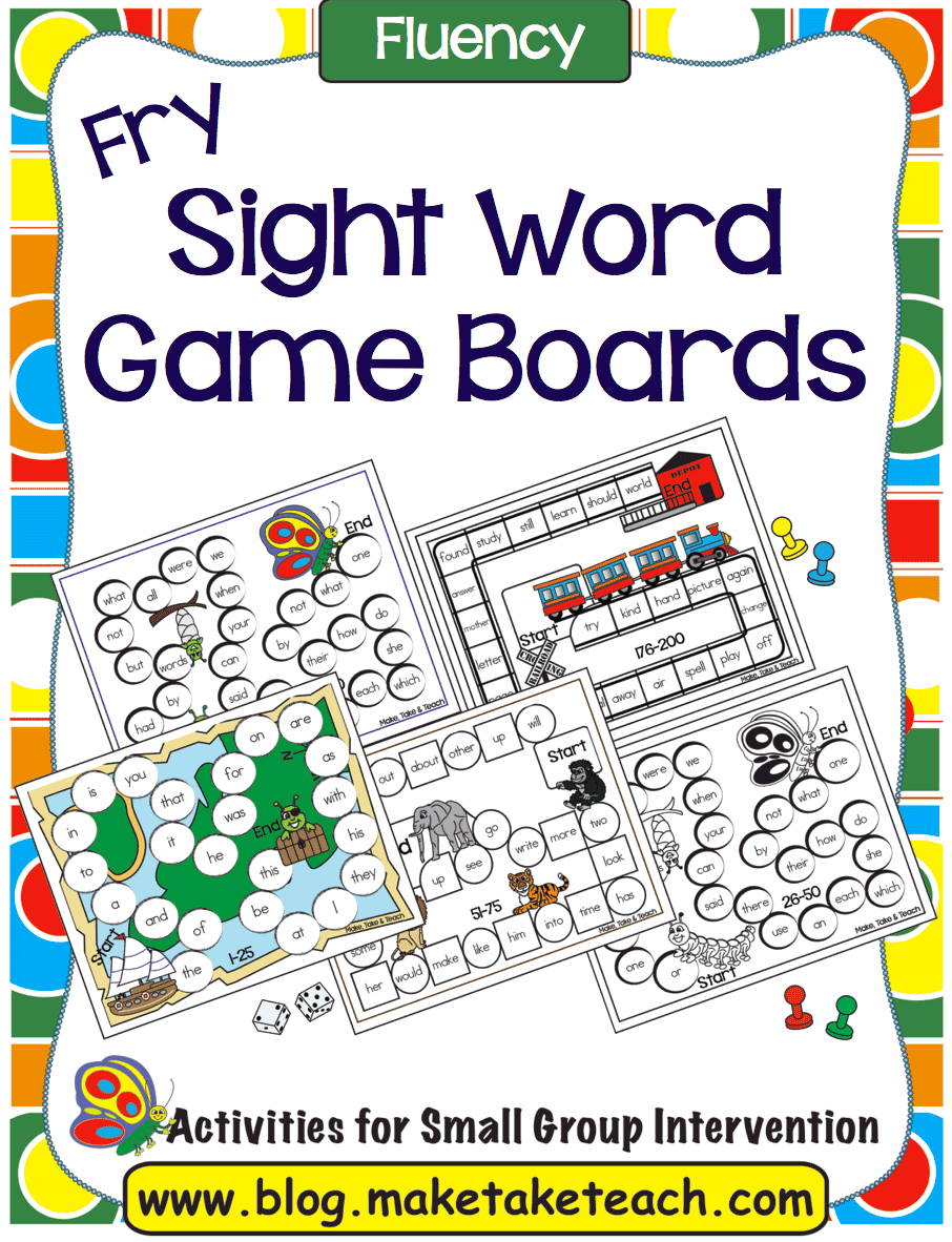 Sight Word Game Boards