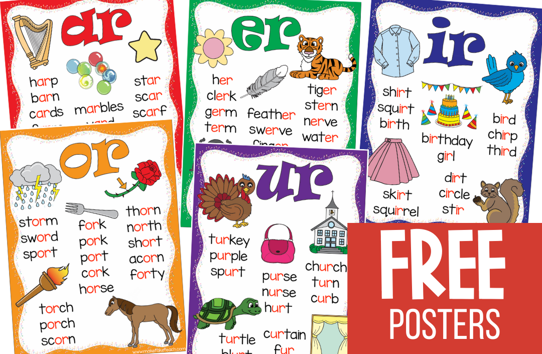 Free R Controlled Vowels Posters Make Take Teach