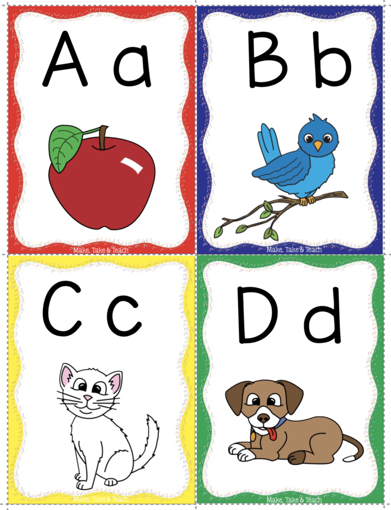 free alphabet flashcards with keywords make take teach