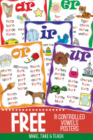 FREE R Controlled Vowels Posters! - Make Take & Teach