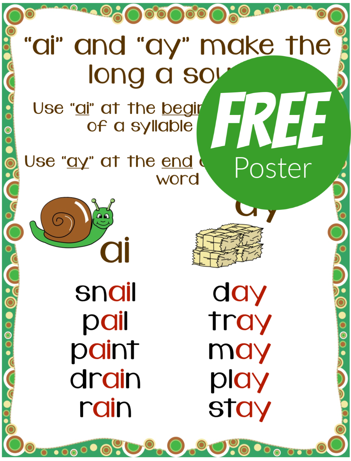 Teaching the Long a Spelling Pattern - ai ay Phonics Bundle! - Make ...