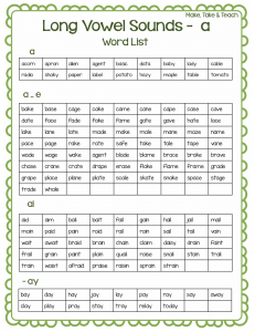 FREE Long Vowel Spelling Word Lists - Make Take & Teach