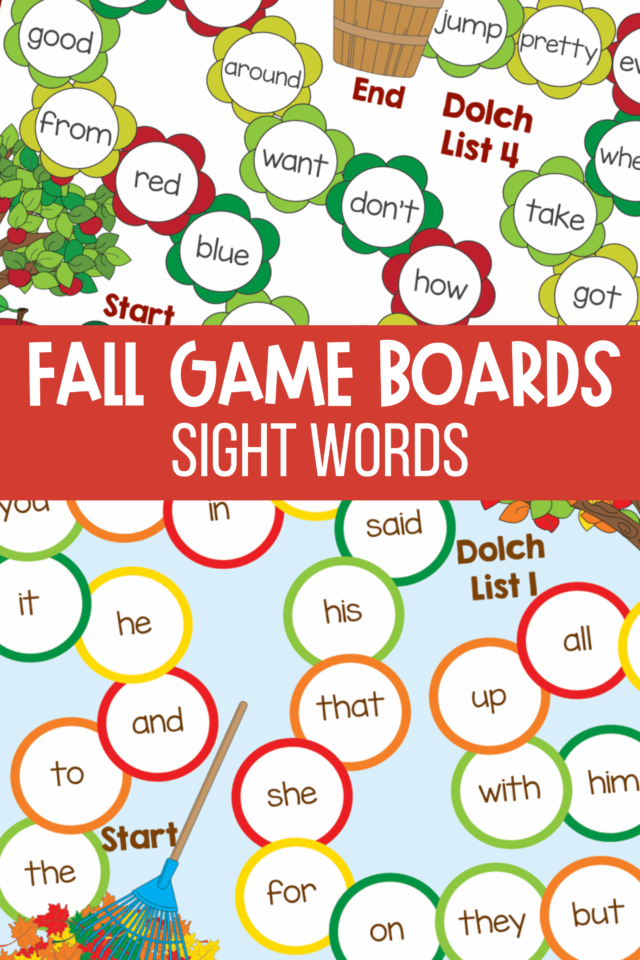 Fall Themed Sight Word Game Boards! - Make Take & Teach