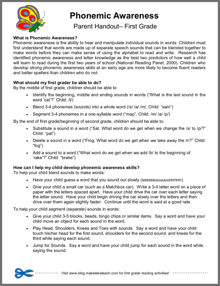 Phonemic Awareness Handouts! - Make Take & Teach